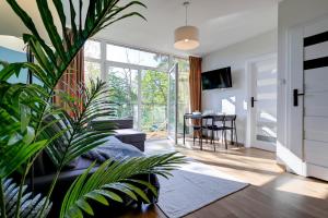 TV/trung tâm giải trí tại Poddąbek Comfort I Apartamenty z tarasem na dachu, ogródkiem, basenem zewnętrznym i wewnętrznym, salą zabaw i animacjami