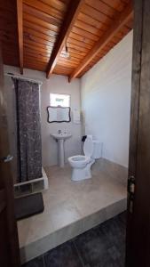 a bathroom with a toilet and a sink at Posada Ruta 65 in General Fernández Oro +17 photos