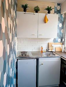 a small kitchen with a sink and a stove at Studio 22 - Mulhouse Centre in Mulhouse +2 photos