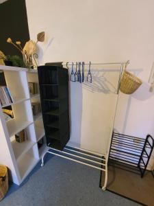a room with a book shelf and a glass cabinet at Studio 22 - Mulhouse Centre in Mulhouse