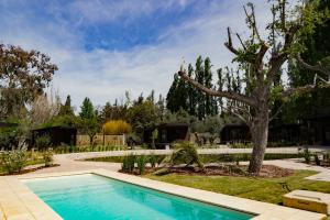 a swimming pool in a yard with a tree at Lun Lodges in Ciudad Lujan de Cuyo