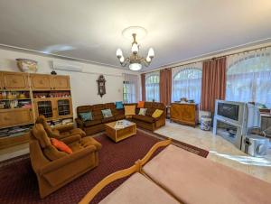 a living room with couches and a tv at Apartment Balatonszarszo - Balaton 20085 in Balatonszárszó