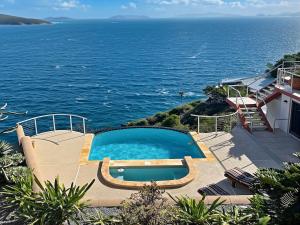 a swimming pool with the ocean in the background at Villa Vista Oceanfront 4BR - Infinity Pool - Views in Enighed