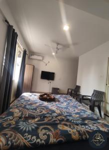 a bedroom with a bed and a tv on the wall at Hotel Amore Mio Morjim in Morjim +24 photos