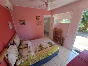 a bedroom with a bed in a room with a window at Gite DANGIEN in Vieux-Habitants