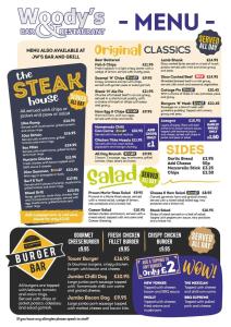 a poster of a menu for a fast food restaurant at The Chase Caravan Park ref E in Skegness +6 photos