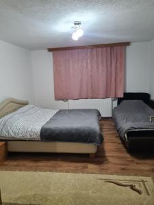 a bedroom with two beds and a window at Vila AT in Sarajevo