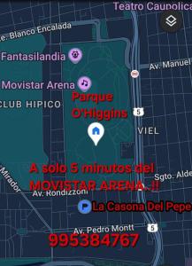 a screenshot of a map of a city at A pasos del MOVISTAR ARENA in Santiago