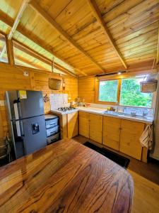 Kuchyň nebo kuchyňský kout v ubytování Cabaña Caracolí. Tranquilidad vía a la laguna