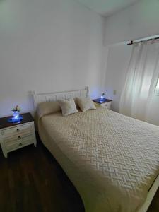 a bedroom with a large bed with two night stands at departamento temporal 38 y 13 con cochera para AUTO in La Plata