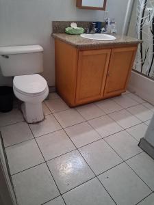 un bagno con un water e un lavandino di The Mount Vibe a El Monte