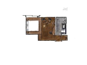 a floor plan of a room with a brown door at mont - Nozawa Onsen Ski Resort in Nozawa Onsen