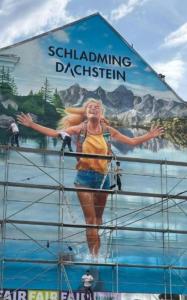 a large sign on the side of a building at CrazyRoom in Schladming