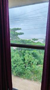 MāvalliにあるMoon Star Guest Houseの窓から森の景色を望む