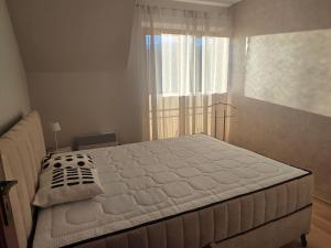 a bedroom with a large bed with a window at Apartament Kasprowy in Kościelisko
