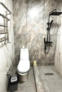 a bathroom with a toilet and a shower at Apartments and rooms in Tashkent in Tashkent