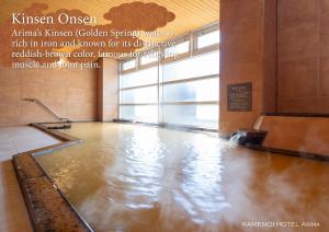 a room with a pool of water in a museum at KAMENOI HOTEL Arima in Kobe