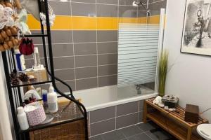a bathroom with a shower and a sink at Comfort & quiet with garden in Saint-herblain in Saint-Herblain +7 photos