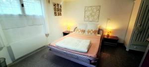 een kleine slaapkamer met een bed en een raam bij LA Grâce d'Amboise in Amboise