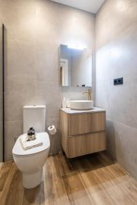 un bagno con un water, un lavandino e uno specchio di Cielo y Mar a Valencia