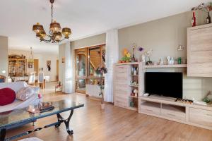 a living room with a flat screen tv at Ferienwohnung Lilly in Schwanau