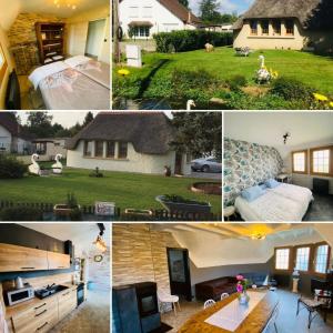 a collage of pictures of a house at La Chaumière des 2 Cygnes-SPA- WIFI-Parking-Calme in Abbeville