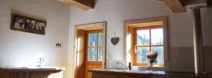 a kitchen with a sink and a window at Tröglesalm in Matrei in Osttirol