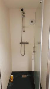 ein Badezimmer mit Dusche mit Glastür in der Unterkunft Le FleuryTerre - Grand 2 pièces avec terrasse in Déville-lès-Rouen + 19 Fotos