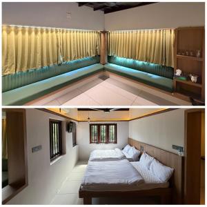 - deux photos d'une chambre avec un lit dans l'établissement Mangrove Heritage Home, Chendamangalam, à Cochin