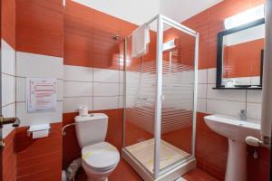 a bathroom with a toilet and a sink at Pensiunea All Seasons in Iaşi +14 photos