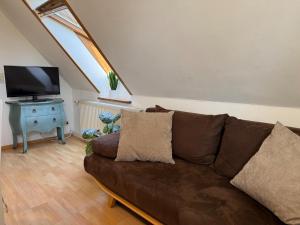 TV a/nebo společenská místnost v ubytování Pension Hirschburg Apartment 7 - Altheide