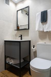 une salle de bain avec un lavabo et un miroir et des toilettes dans l'établissement BUBU Apartments By Exclusive Homes, à Malaga