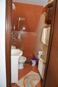 a small bathroom with a toilet and a sink at Αρσινόη apartments 4 in Arachova +26 photos