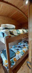Anglure-sous-DunにあるRoulotte Le Coq La Mazilleの木造キャビン内の二段ベッド2台