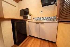 eine kleine Küche mit Kühlschrank und Spüle in der Unterkunft 三十三Daichi in Wada + 7 Fotos