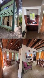 a collage of three pictures of a house at La casita de Pablo in Santa Teresita