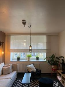 a living room with a couch and a window at Elma’s Place in Ghent