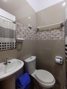 a bathroom with a white toilet and a sink at HOSPEDAJE JOSUE - paracas in Paracas