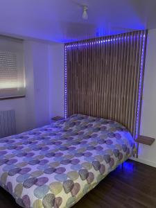 VuillafansにあるAu Petit Casinoのベッドルーム1室(紫色の照明付きのベッド1台付) +7枚の写真