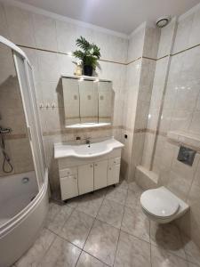 un bagno con lavandino, WC e vasca di Oliwa Business & Relax a Danzica