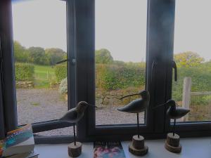 オークハンプトンにあるHolland Park Farmの椅子2脚と庭の景色が見える窓