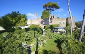 an aerial view of a mansion with palm trees at Aminth relax tra mare e colline in Santa Marinella