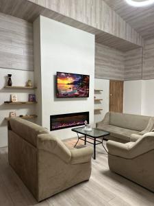 Χώρος καθιστικού στο Готель Прага Іршава