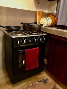 eine Küche mit Herd mit Töpfen und Pfannen in der Unterkunft C&N homes Kisumu in Kisumu + 12 Fotos