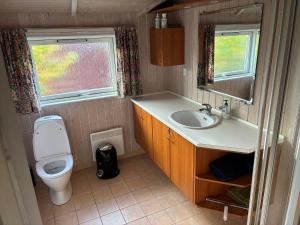 フレズレクソンにあるFJ1600-Jaegerspris-Strandleddet-32のトイレと洗面台のある小さなバスルーム