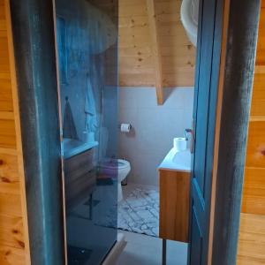 un baño con inodoro y lavabo en Korijeni, 
