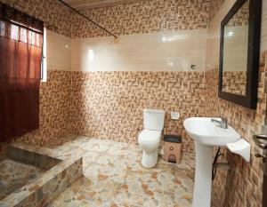 a bathroom with a toilet and a sink at ODeTTe GUEST HOUSE in Kumasi