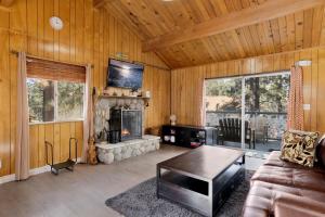 ein Wohnzimmer mit Couch und Kamin in der Unterkunft Sweet Cabin Home Gateway #2576 in Sugarloaf