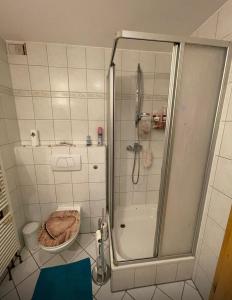 Ένα μπάνιο στο Ferienwohnung am Rosenhof