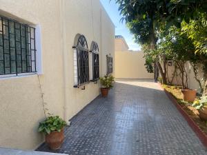 un callejón que conduce a un edificio con plantas en macetas en Tradition & Modernité, en Rabat